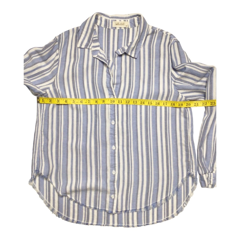 Bella Dahl Linen Blend Striped Long Sleeve Raw Hem Top Size M - Picture 7 of 10